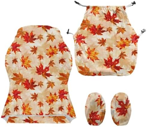 Gaming Chair Seat Cover Autumn Maple Leaf Game Chair Slipcovers with 2 Armrest Covers, Scratch-Proof 4 PCS Gamer Desk Chair Covers