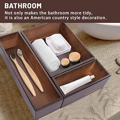 PRATIQUE Bamboo Drawer Organizer - Kitchen Utensil Organizer Silverware Tray Cutlery Holder，Office Desk Supplies and Accessories,15 * 5.9 * 2.6,Nut-brown