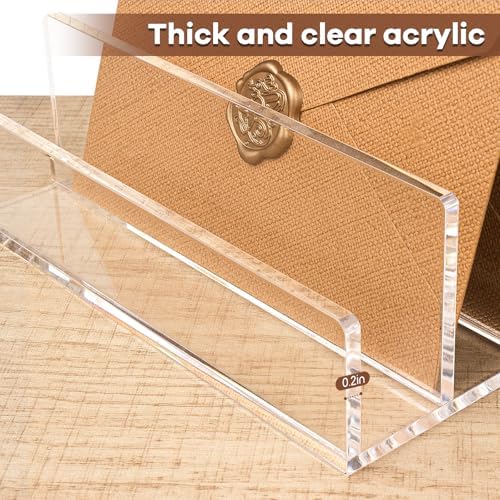 Acrylic Mail Organizer File Sorters for Desk,2-Section Laddered Desktop Vertical Letter Holder,Desk Organizer Workspace Organizer