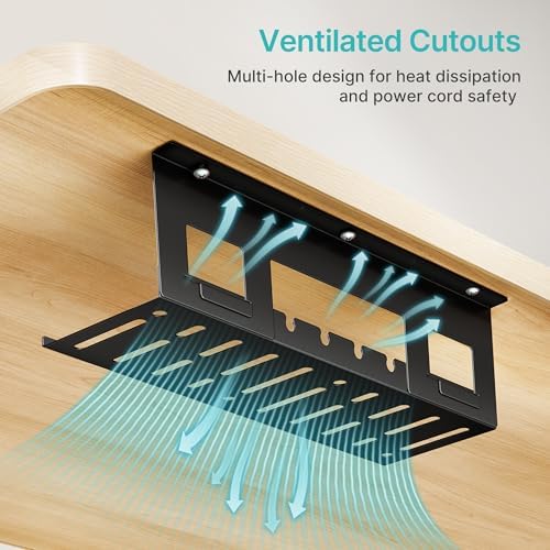 PEGZONE Under Desk Cable Management Tray, 15.7'' Screw-Mount Steel Rack