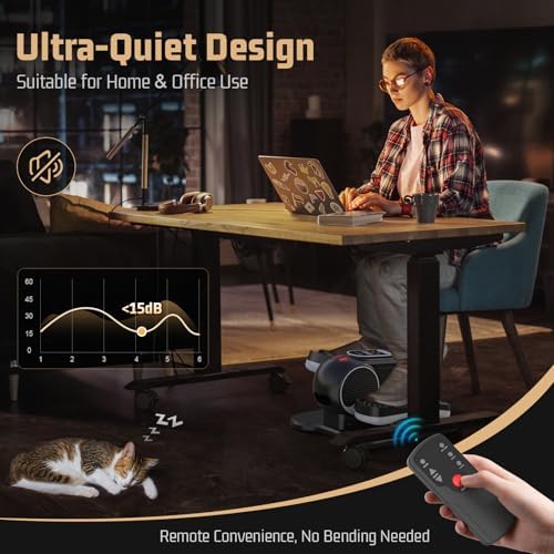 ANCHEER Under Desk Elliptical Machine - Electric Elliptical Leg Exerciser for Seniors with 12 Speeds & Remote Control, Portable Quiet Pedal Exerciser Machine for Home Office