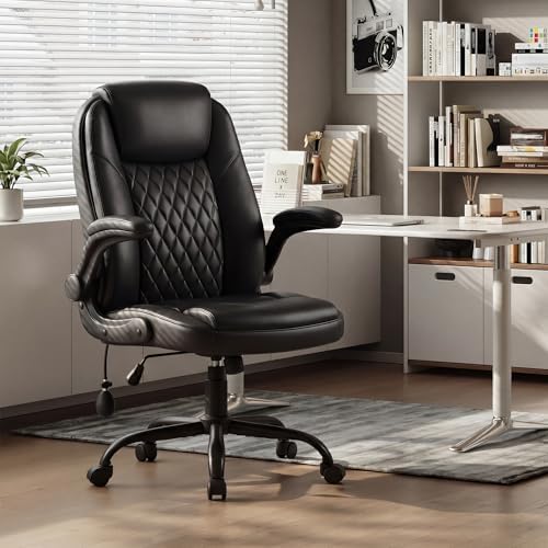 MALOL Leather Office Chair with Adjustable Lumbar Support Set of 2, Black