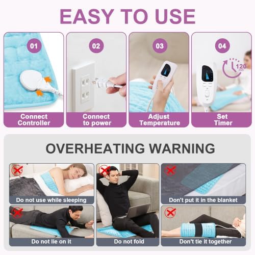 Heating Pad,Electric Heating Pads,Heating Pad for Back,LightBlue,24x20 Inch