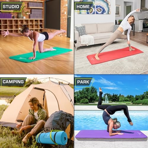 ProsourceFit Extra Thick Yoga and Pilates Mat, 71-inch Long High Density Exercise Mat with Comfort Foam and Carrying Strap