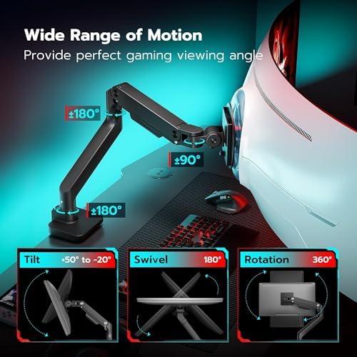 ARES WING Ultrawide Monitor Desk Arm for 17 to 49 Inch Screen, Holds 44 Lbs