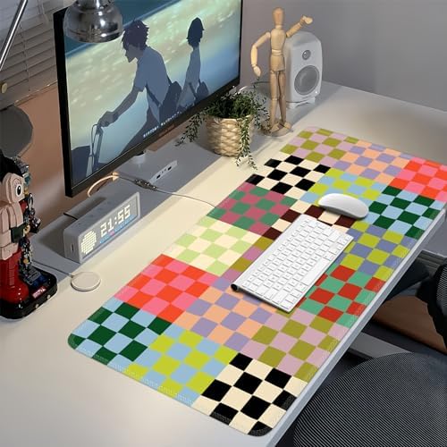 iCasso Desk Mat,Cute Desk Cover for Women,35.4x15.7in,Checkered