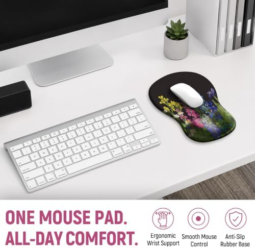 Ergonomic Mouse Pad with Wrist Rest, Gel Wrist Support, Bloom