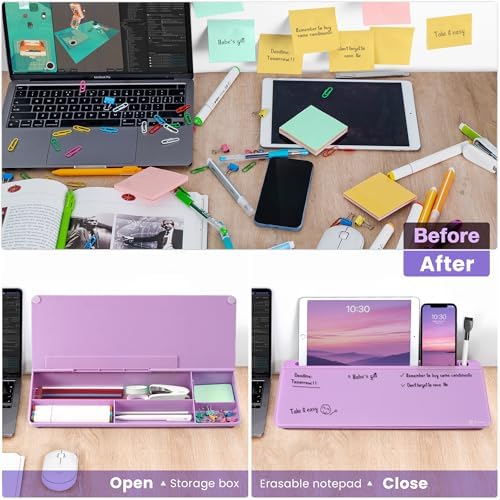 Varhomax Glass Desk Whiteboard with Storage