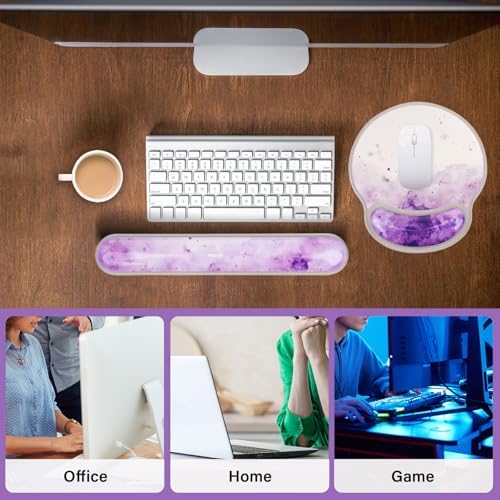 MOSISO Gel Wrist Rest Support for Mouse Pad & Keyboard Set, Purple