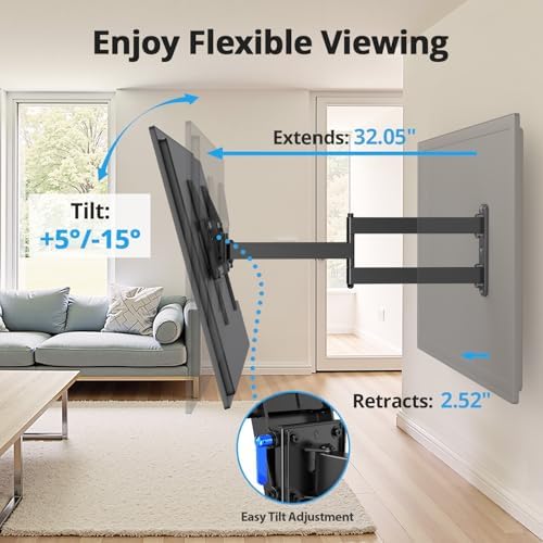USX STAR Corner TV Wall Mount Long Arm Full Motion for 55 65 70 75 inch TVs