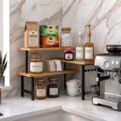 3-Tier Bamboo Corner Organizer Countertop Shelf
