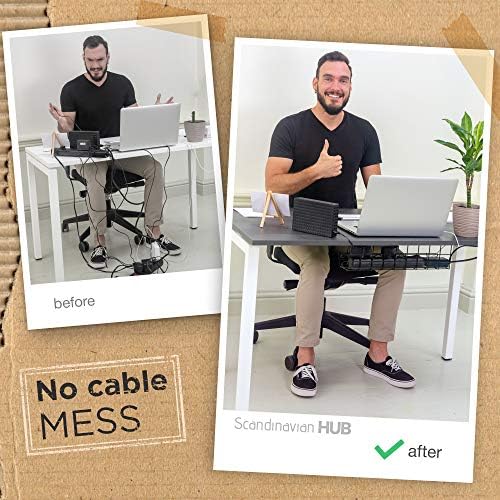 Scanfield Under Desk Cable Organizer Wire Tray, Set of 4x17 inch, Black