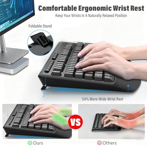 Wireless Keyboard and Mouse Combo,Soft Touch Quiet Keyboard Less Noise 90%