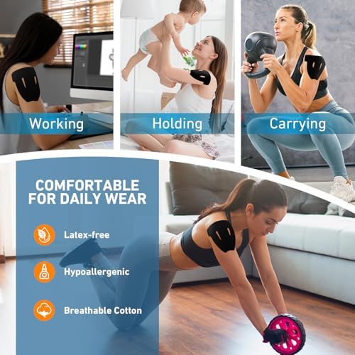 KTQUICK Precut Kinesiology Tape for Shoulders, 12 PCS, 20% Stronger, Black