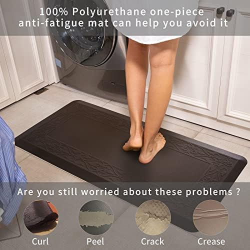 20 x 42 Inch Extra Support Anti Fatigue Comfort Kitchen Mat, Waterproof Long Kitchen Runner, Non-Slip Standing Desk Mat, Commercial Pads for Offices, Home, Garages (Versailles Brown, 20'' x 42'')