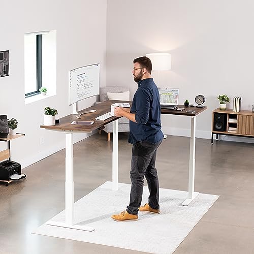 VIVO White Electric Corner 3 Leg Standing Desk Frame, DESK-V130EW