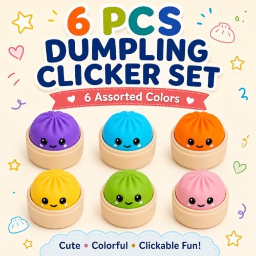 Dumpling Clicker Fidget Toy Set, 6PCS 3D Printed Clickers, Assorted Colors
