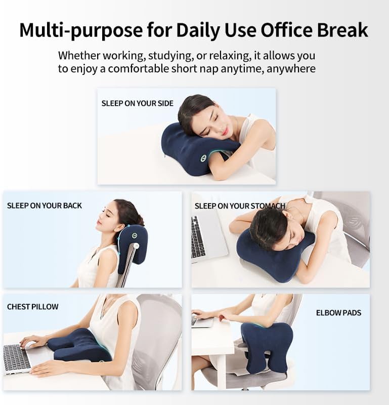 Multifunctional Headrest, Office Chair Neck Pillow, Ergonomic Memory Foam Desk Pillow, Office Chair Headrest Accessory, Universal Neck Support Pillow for Car, Office and Gaming Use (Gray)