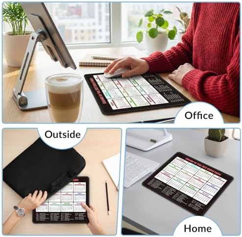 KONVINIT Ergonomic Mouse Pad with Wrist Rest, Black Mousepad with Non-Slip Rubber Base and Smooth Surface, Small Mouse Pads for Desk, Office Desk Accessories (2027 Calendar)