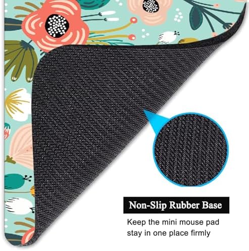 Small Mouse Pad, Mini Mouse Pad 6 X 8 Inch with Non-Slip Rubber Base for Keyboard Tray Laptops Wireless Mouse Home Office Travel, Washable & Portable (Cute Summer Flowers)