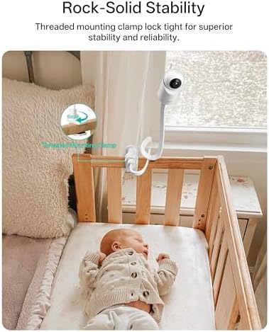 Jartoo Baby Monitor Mount Compatible with HelloBaby HB65/HB40/HB6560/HB6339/HB6550 Pro, Infant Optics, Momcozy, Nanit, VAVA, 16.9" Flexible Crib Clip Mount Long Gooseneck Arm, No Tools or Wall Damage