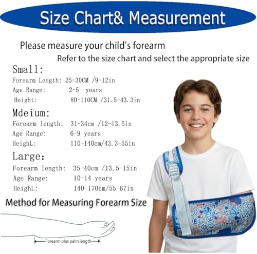 Arm Sling for Kid Shoulder Immobilizer for Recovery(Blue heart, Large)