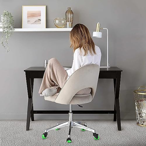 Office Chair Wheels Replacement 2 Inch Rubber Ball Caster Wheels for Wood Floor Carpet Mats, Set of 5, Heavy Duty Desk & Gaming Chair Casters 7/16" (11mm) Grip Ring Stem, Quiet Smooth Rolling (Green)