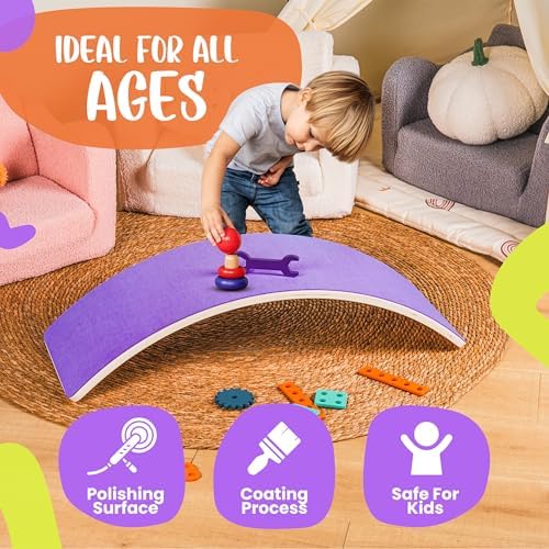 Ultimate Wooden Wobble Balance Board for Kids by bagacootha – Wooden Toddler Toys & Kids Rocker for Endless Play & Imagination | 32" Wobble Balance Board with Felt Base.