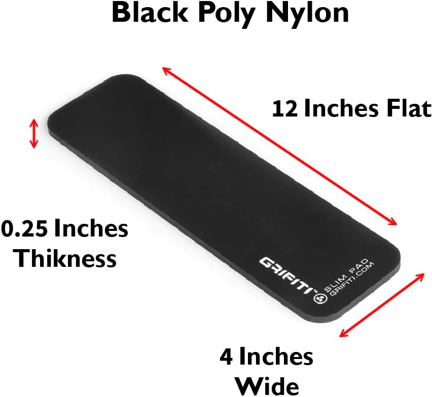 GRIFITI Slim Wrist Pad 12" x 4" x 0.22" Wrists Rest for 10keyless Thin Wireless Tenkeyless Computer Keyboards Ergonomic Keyboard Support Carpal Tunnel Resting (Black Nylon Surface)