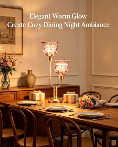 Mid Century Modern Table Lamp Dimmable Vintage Red Glass Lamp Gift