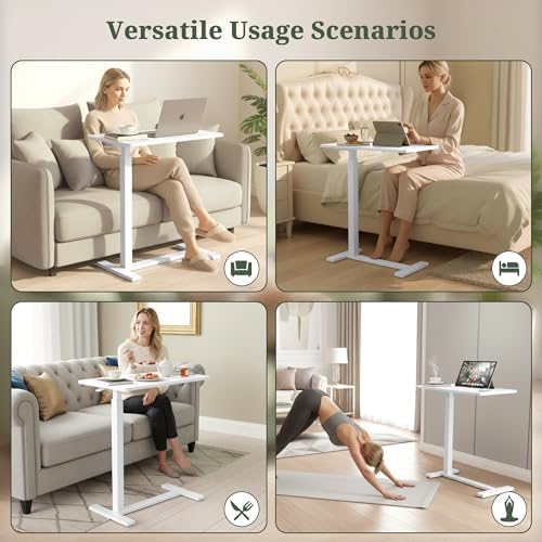 Mobile Standing Desk, Height Adjustable Laptop Desk with Hidden Casters