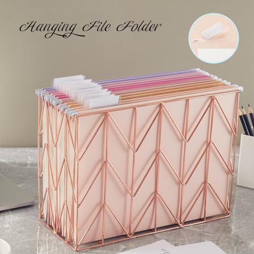 12 Pack Hanging Folder File Cabinet Organizer Letter Size 1/5 Cut Adjustable Label Decoration Home Office School Classroom, Macaron Color