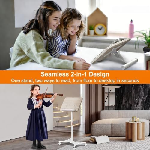 2-in-1 Floor Music Stand & Desktop Book Stand, 16.5"–51" Height Adjustable