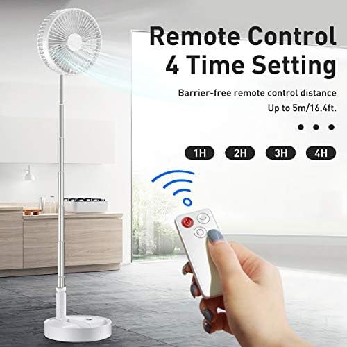 AICase Stand Fan,Folding Portable Telescopic Floor/USB Desk Fan with 7200mAh Rechargeable Battery,4 Speeds Super Quiet Adjustable Height and Head Great for Office Home Outdoor Camping