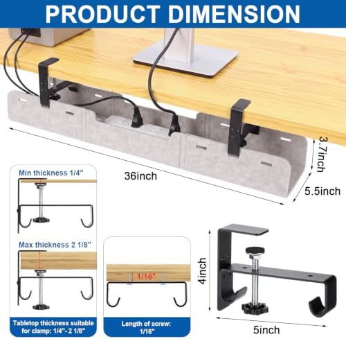 Chumia Under Desk Cable Management Tray No Drill, Beige, 36 Inch