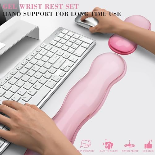 Gel Wrist Rest for Keyboard and Mouse, Wrist Rest for Keyboard, Mouse Wrist Support, Pain Relief, Cool Touch, Non-Skid, Wrist pad Set
