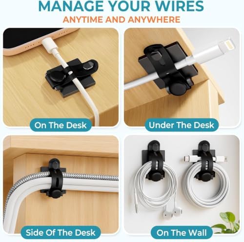 Kanemc Cable Management Clips Under Desk,Adhesive Wire Organizers for Cords