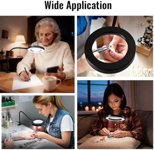 LED Magnifier with Light, 5X Magnifying Desk Lamp with Clamp