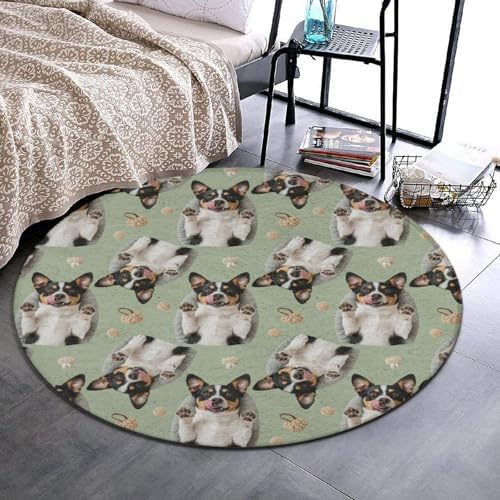 Large Home Decor Mat, Soft Round Yoga Carpet, Non Slip Machine Washable Kitchen Office Circle Rug Cute Chihuahua Dog, 60inch
