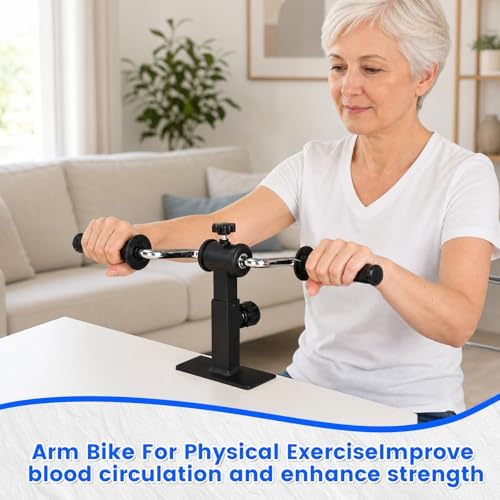 Arm Bike for Physical Therapy, Hand Bike Pedal Exerciser, Portable Arm Exercise Equipment for Arm and Shoulder Workout, Desktop Clamp Design, Suitable for Tabletops 0.4-1.95 in Thick