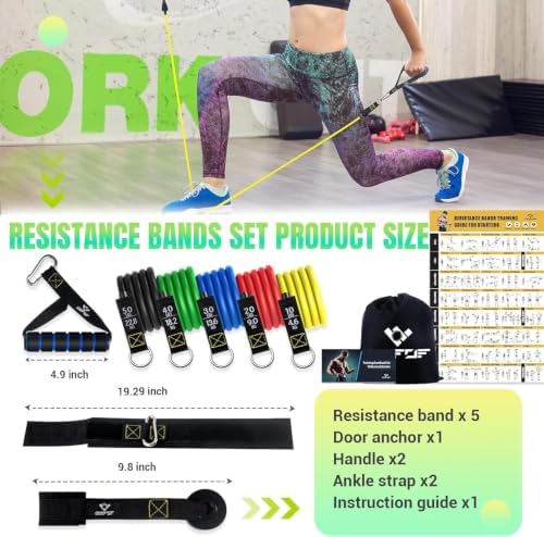 Resistance Bands with Handles for Women, 5 Level Exercise Bands
