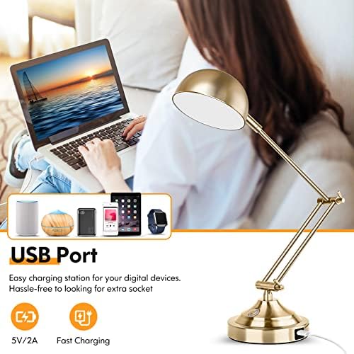 TOBUSA Architect Gold Desk Lamp, Adjustable Touch Control Vintage Desk Lamp