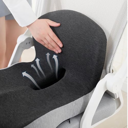 Orthopedic Seat Cushion, L-Shaped Memory Foam Back and Seat Cushion with Lumbar Support, Ergonomic Non-Slip Car Seat Cushion for Office Chair, Car, Wheelchair, Tailbone Pain Relief (D Type)