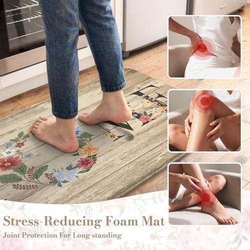 KIMODE Kitchen Mats for Floor Cushioned Anti Fatigue 2PCS Kitchen Rugs