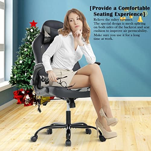 Massage Gaming Chair, PU Leather Gaming Chairs for Adults, Comfy Office Chair Ergonomic Desk Chair Computer Chair with Flip Up Arms, Swivel Reclining Gamer Chair, Height & Backrest Adjustable, Camo
