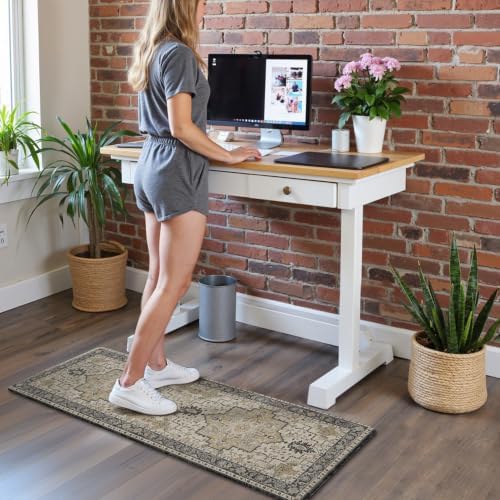 GENIMO Anti Fatigue Kitchen Mats for Floor 2PCS, Standing Rugs,Gold Black