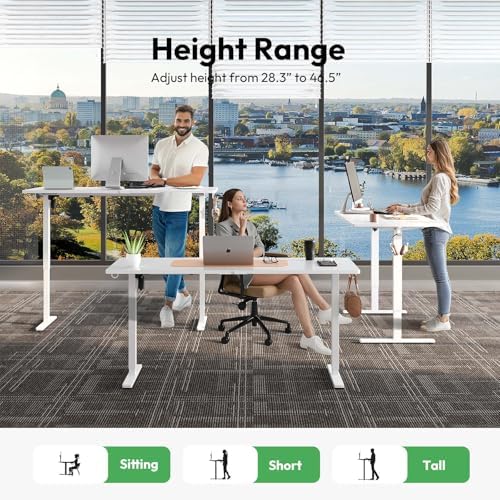 48 x 24 Inch Electric Standing Desk with Keyboard Tray, White