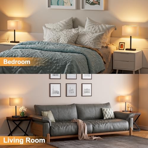 Beige Touch Lamps for Nightstand Set of 2, Lamp for Bedroom Living Room