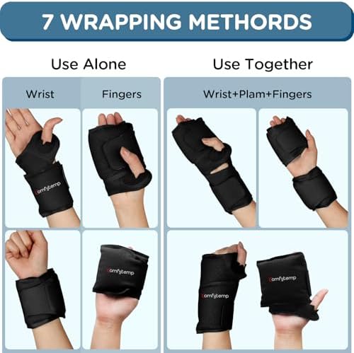Comfytemp Wrist Ice Pack Wrap for Carpal Tunnel Relief, 2 Packs, Black