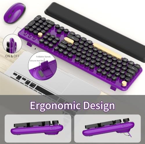 Wireless Computer Keyboard and Mouse Combos, Purple-Black